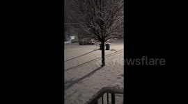 Heavy snowfall in West Springfield, MA, USA