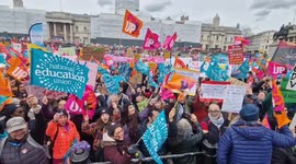 Striking teachers pack out Trafalgar Square as an estimated 40,000 people joined London march