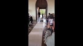 Flower Girl Drives Down the Aisle at Godmother’s Wedding