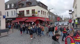 Protest against pension reform in Pont Audemer, France