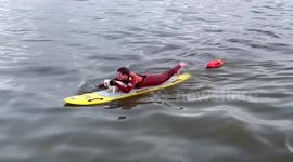 Lifeguards Save Small Dog Swept Out To Sea In Long Beach, CA, USA