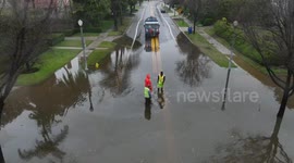 Street flooding in Los Angeles, CA, USA