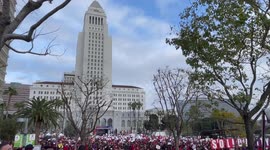 Los Angeles Unified School District Teachers and Support Staff Rally to Demand LAUSD Lower Class Sizes, Fully Staffed School and Better Wages
