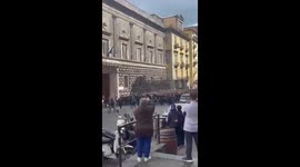Frankfurt fans chanting at Napoli fans in Naples