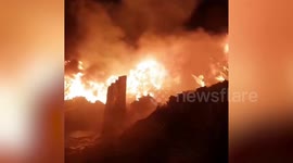 Fire tears through plastic recycling factory in Thailand