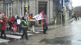 UK Teachers day strike action and Demonstration march in TruroCornwall UK
