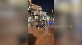 Tropical storm batters temple in Chiang Mai, Thailand