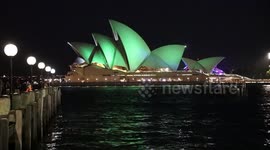 Sydney Opera House lit up for St Patrick's Day, Australia