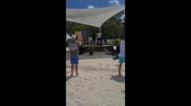 Olly Murs Rehearsing For P&O Ship Naming Ceremony In Barbados