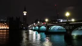 Westminster Bridge in central London  goes green for St Patrick's day