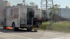 A food trucks burns to the ground on a busy street in Florida!!