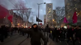 massive protests against the retirement bill in France, take place, Paris, France
