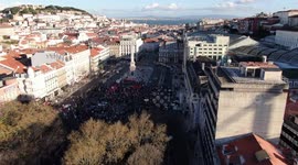 Demonstration for higher wages and pension in Lisbon, Portugal