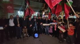 Supporters of the Democratic Front for the Liberation of Palestine (DFLP) take part in a rally in Jabalia in the northern Gaza Strip