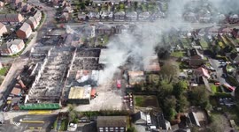 Drone footage shows devastating aftermath of Mansfield, Nottinghamshire industrial fire