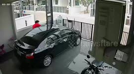 'Ghost' clothes rack blown down street during storm in Thailand