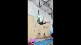 Hilarious mishap sees gymnast lose her leggings mid-air