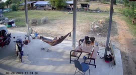 Hammock string snaps sending woman dropping onto hard ground