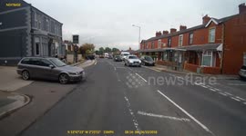 Jaguar Driver overshoots the junction into the path of a Coach full of children