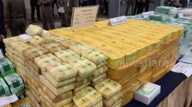 Police show off two TONNES of drugs seized from crime gangs in Thailand