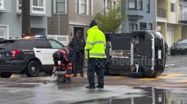 Overturned Car in San Francisco, CA, USA