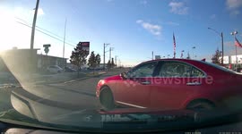 Accident: Black Car Collides With Red Lexus Due to Late Indication