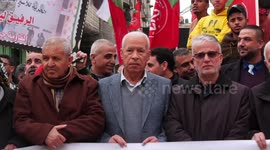 Supporters of the Popular Front for the Liberation of Palestine take part in a march against the Palestinian-Israeli Sharm El-Shaikh summit