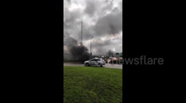 France: March 21 – Pension Reform Protesters Set Fire Along Roads In Brittany