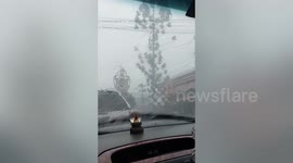 Tree falls onto power cables during storm in southern Thailand