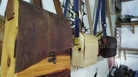 Unique craftsman makes handbags from recycled wood and fabric in Indonesia