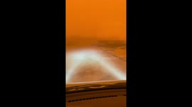 Apocalyptic scenes as orange haze looms above northern China due to sand storm