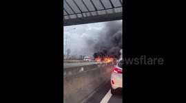 Fire burns on Toulouse highway as anger over pension reforms rages on across France
