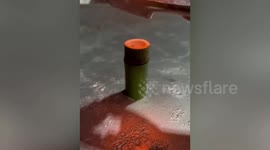 Hollow bamboo stem holds 1000°C steel ball without burning