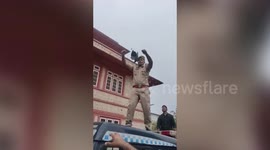 Police constable in northern India saves life of pigeon stuck in kite string