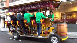 Mobile bar revellers raise a glass for St Patrick's Day in Londons Soho