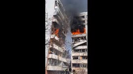 Rocket hits residential building in Zaporizhzhia after Russian shelling, causing fire and casualties