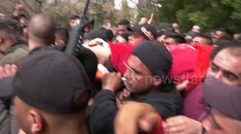 Palestinian mourners attend the funeral of Palestinian Amir Imad Abu Khadija, who was killed in an Israeli raid in Tulkarm in the West Bank