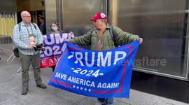 People speak up at the pro-Trump protest in New York, USA