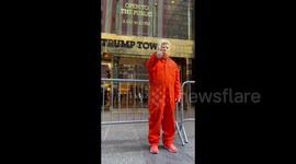 Man dressed up as Trump at the pro-Trump protest in New York, USA