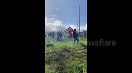 France: March 23 Pension Reform Protests – Demonstrators Try To Block A16 In Calais