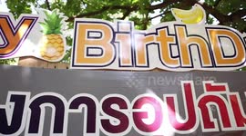African elephant celebrates 10th birthday at zoo in Northeast Thailand