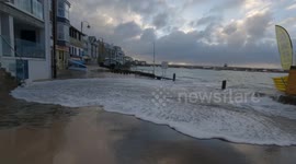 High spring tide sees seawater spill onto roads in St Ives