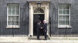 UK Prime Minister Rishi Sunak welcomes Benjamin Netanyahu at London's 10 Downing Street