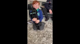 This video is adorable! Excited boy and jumpy puppy become best friends in their very first meeting