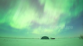 Watch as a magnificent aurora borealis display lights up the skies of North Dakota