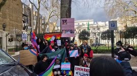 Justice for Eden Knight: LGBT+ activists gather outside Saudi Arabian embassy in London after trans woman commits suicide