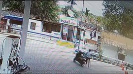 Uncontrolled scooter crashes into store as driver haplessly chases bike