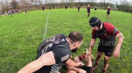 Rugby player feigns injury during match to surprise girlfriend with wedding proposal