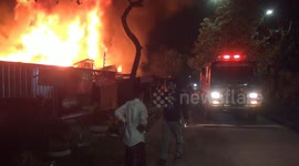 Firefighters battle to rescue animals after blaze engulfs farm in Jakarta