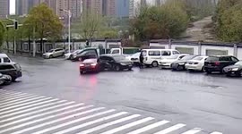 Boy without seatbelt thrown out of car after collision in southern China